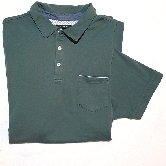 Men's Tahari Polo Green Pocket Cotton XX-LARGE Collared - Picture 1 of 4